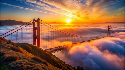 Obraz premium Golden Gate Bridge Sunrise Timelapse with Bokeh, San Francisco Bay Area