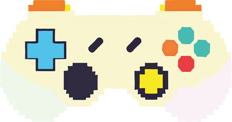Obraz premium Retro gamepad, joystick, light, pixel style