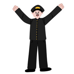 4.19혁명 만세하는 남자 캐릭터(4.19 korea boy character)