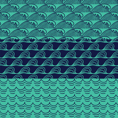 waves pattern. hand drawn waves illustration background.
