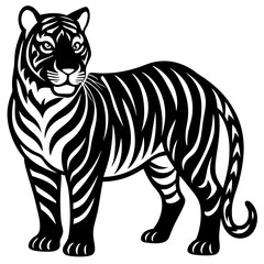 Fototapeta premium beautiful bengal tiger with lush green habitat background