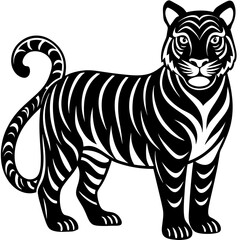 beautiful bengal tiger with lush green habitat background