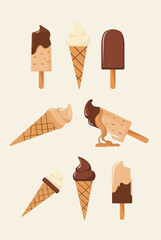 Set of ice cream vectors of different shapes