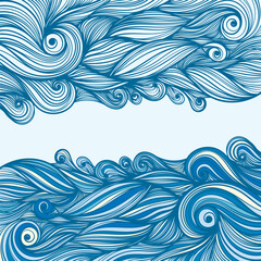 waves pattern. hand drawn waves illustration background.