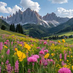 Naklejka premium Alpe di Siusi - The largest alpine meadow in Europe, great for hiking and photography