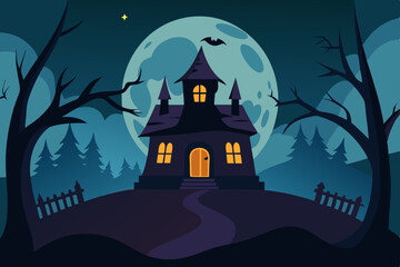 Fototapeta premium halloween background with haunted house