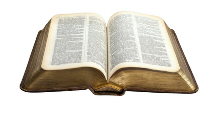 Obraz premium An open antique book with gold edged pages displaying text against a black background in bright light