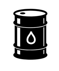 Oil Barrel with Fuel Drop Icon on the Front, Cylindrical Shape, Oil Transport, Energy Trade, Economic Impact on Global Fuel Distribution. Fuel Sales, Global Economy, Transportation