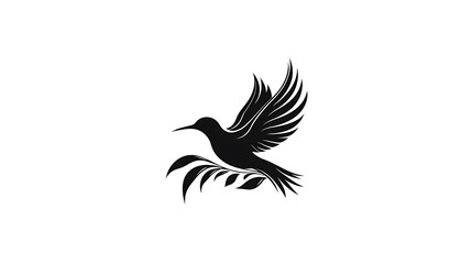 Obraz premium Black and white hummingbird logo images