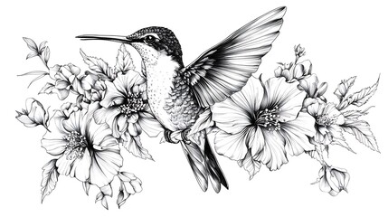 Obraz premium Black and white hummingbird tattoo pictures