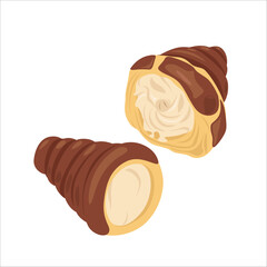 Japanese bread of cream cone. Chocolate bread of Breakfast.