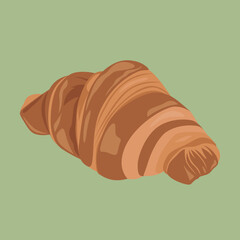 A piece of light crescent-shaped pastry, usually eaten in the morning. A croissant is using the French yeast-leavened laminated dough. Breakfast food.