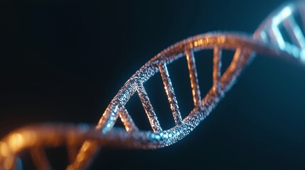 Close up of a DNA helix of light floating in the air.