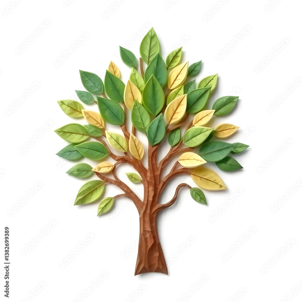 Fototapete a digital illustration of a tree of life symbol, a root within a circle, rendered in layered paper c