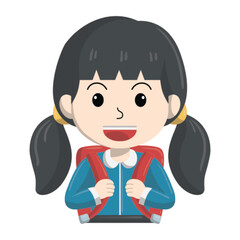 girl student vector cartoon illustration
