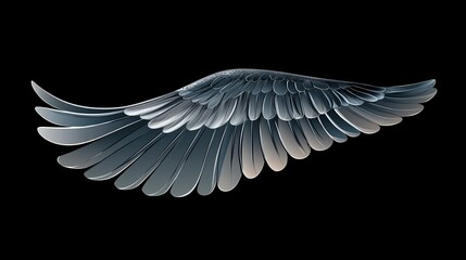 Obraz premium Metallic silver angel wing, symbolizing freedom. Isolated vector illustration. 