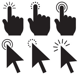 Hand click icon set illustration. pointer sign and 
 hand symbol of vector illustration 