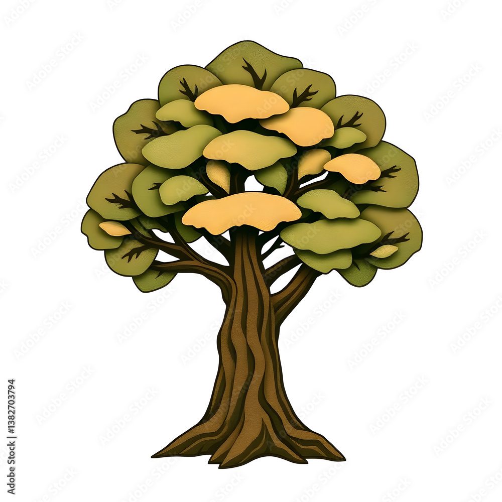 Fototapete a digital illustration of a tree of life symbol, a root within a circle, rendered in layered paper c