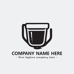 Cup illustration black and white for logo company vector image
