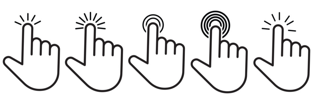 Hand click icon set illustration. pointer sign and 
 hand symbol of vector illustration 