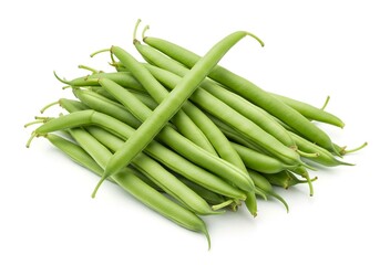 Fresh Green Beans on White Background