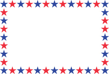 Obraz premium American patriotic stars horizontal frame . American patriotic border frame for cards and invitations . Vector illustration