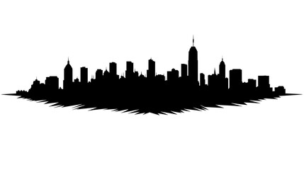 Naklejka premium The black silhouette of a city skyline on a white background