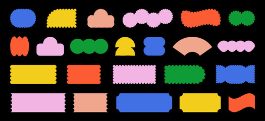 Colorful retro, groovy and boho geometric shapes. Vector frames 

Colorful retro, groovy and boho geometric shapes. Vector frames with wavy borders
