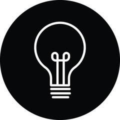 bulb icon. Outline light bulb in black circle. isolated on white background.