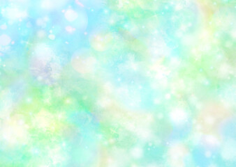 神秘的、メルヘン、幻想的なきらきら光るシンプルグラデーション背景壁紙イラストテクスチャ【水色、青、緑】