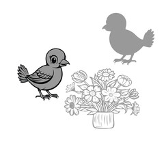 birds on branch, creative concept with black and white colors