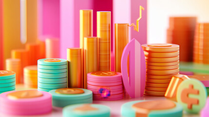 Market forecast banner. Economy analysis, financial strategy, research business opportunities. Vector landing page with isometric illustration of charts, growth graph and people