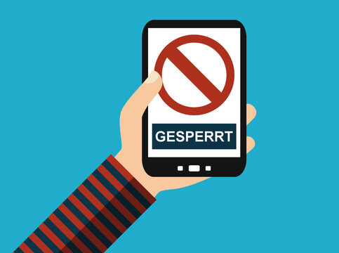 Gesperrt - Hand mit Smartphone - Flat Design