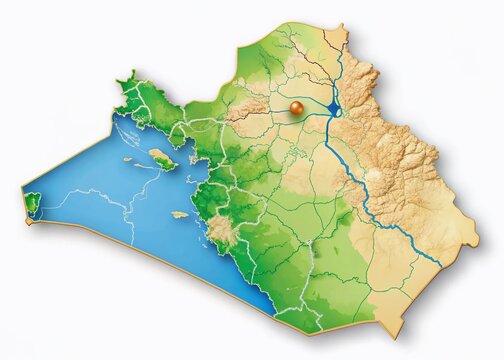 Iraq Map Highlighting Babil Province - Geographical Location Stock Photo