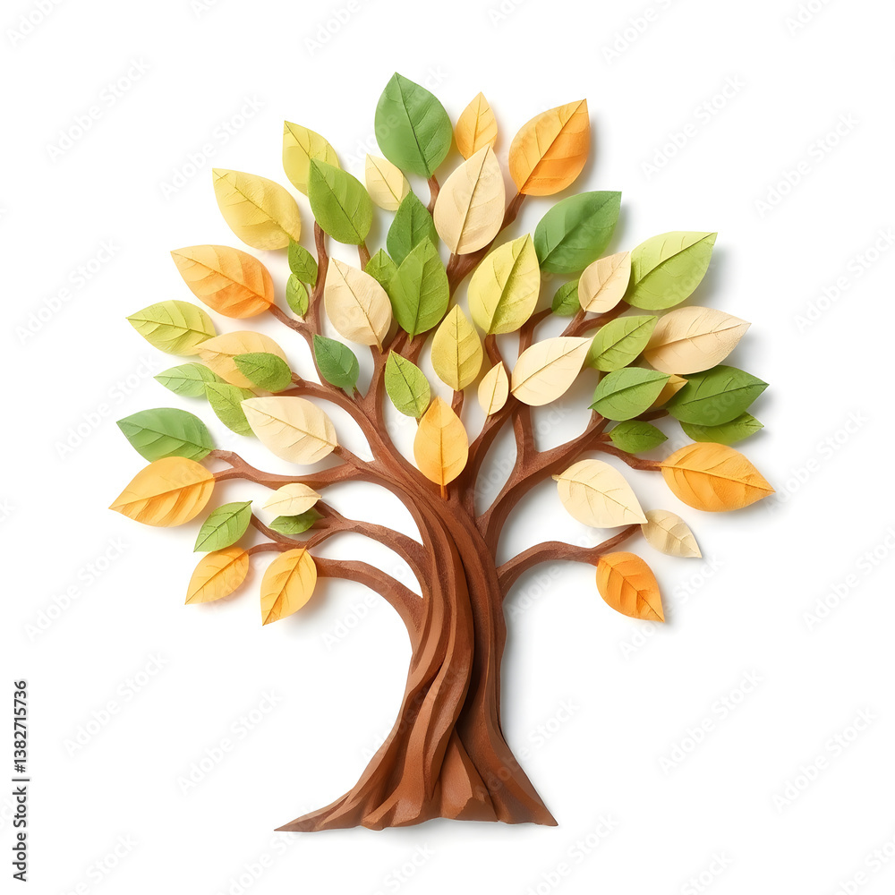 Fototapete a digital illustration of a tree of life symbol, a root within a circle, rendered in layered paper c