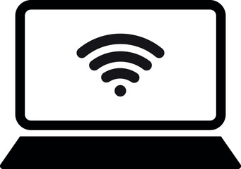 Laptop wifi icon isolated on white background . Laptop with wifi icon . Vector illustration