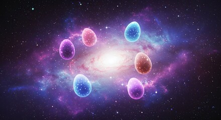Happy Easter with Cosmic Eggs Floating in a Galactic Nebula

