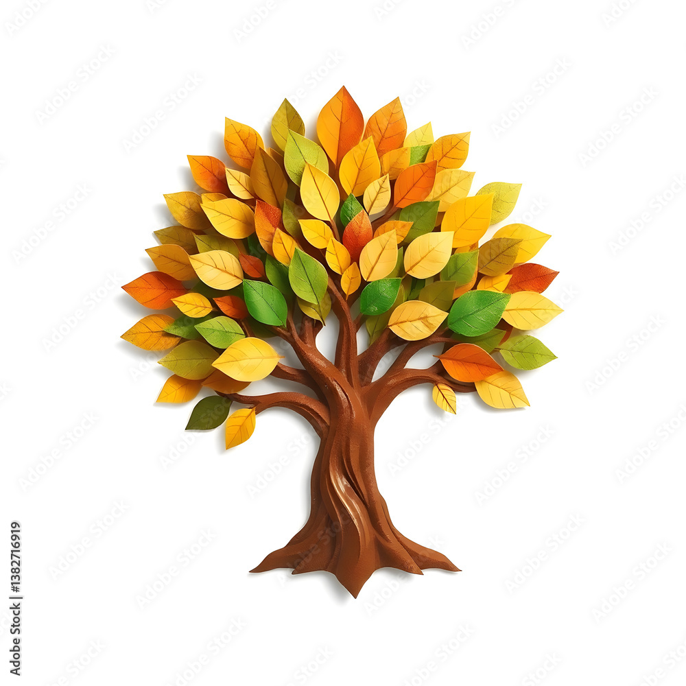Fototapete a digital illustration of a tree of life symbol, a root within a circle, rendered in layered paper c