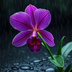 purple orchid on black background