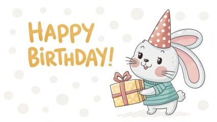 Naklejka premium Adorable Bunny Birthday Card