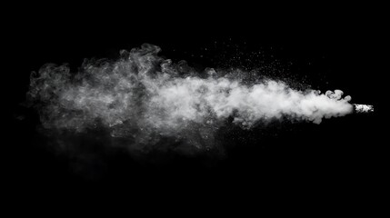 White Wispy Smoke Emerging From An Unknown Source On Black