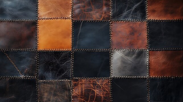 Dark rustic leather patchwork images