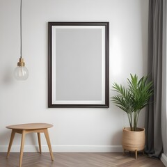 Fototapeta premium View of photo frame with interior home decor