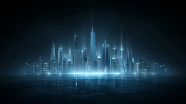 Spectacular urban nightscape, dazzling cityscape with illuminated skyscrapers and vibrant city lights