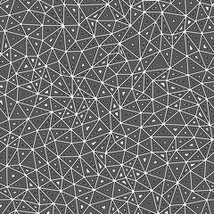 Tileable abstract background. Compact triangles size. Multiple repeated inner triangles. Black and white style. Repeatable pattern. Trending vector tiles. Seamless vector illustration.