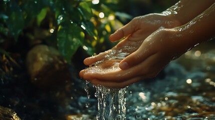 Fototapeta premium Clean hands under flowing stream images