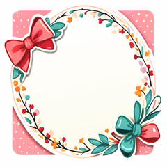 Obraz premium cartoon floral circle pattern with bow and polka dots vector illustration for insertion