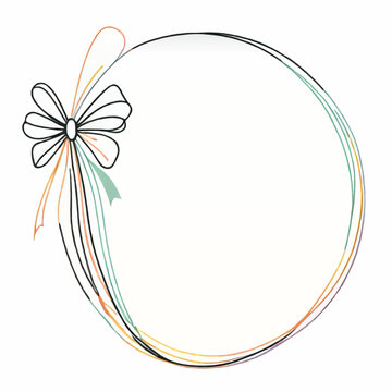 multicolor lines circle frame vector with bow for insertion