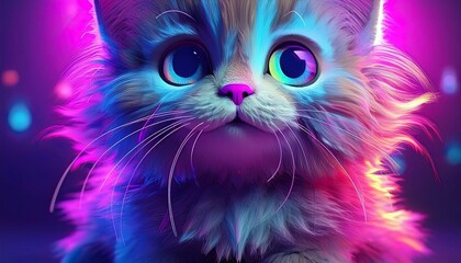 baby cat with blue eyes and red ribbon