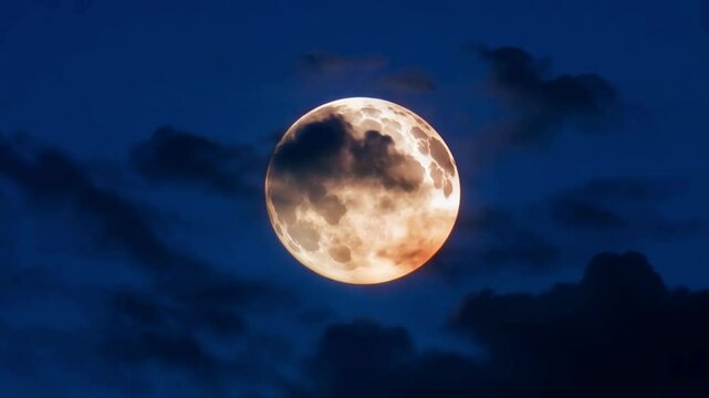 Moonrise over a beautiful landscape with clouds during dusk illuminating the night sky